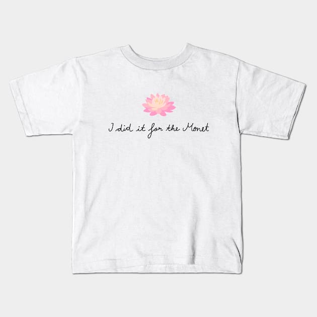 Monet Artist Pun Illustration Kids T-Shirt by maddsmary